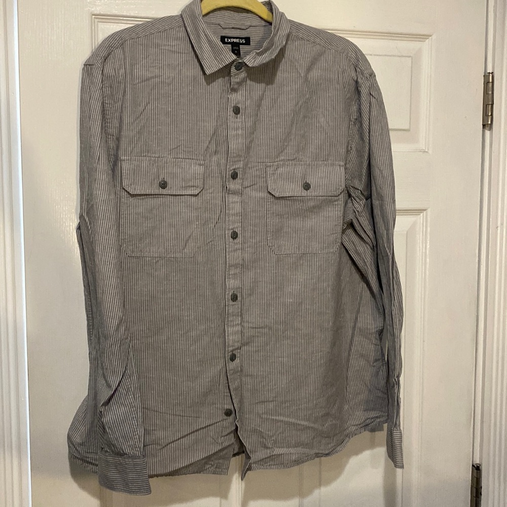 Striped Grey Button Up